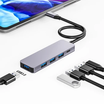 4 в 1 USB-концентратор, USB-адаптер Type C на 4 USB3.0, Разветвитель для мыши, клавиатуры, телефонов.
