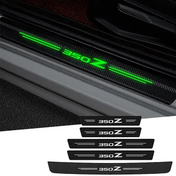 Светящиеся наклейки на пороги автомобиля с логотипом Nissan 350Z 370Z Juke Micra Serena Versa, клейкая лента для ударов, наклейки на пороги, интерьер