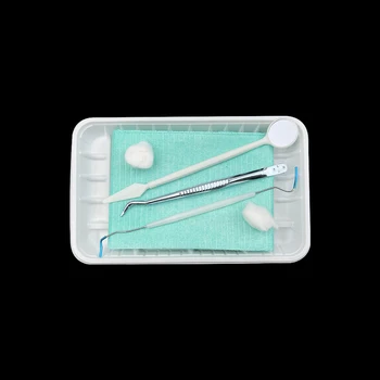 50шт Наборы инструментов для проверки полости рта Гигиенические Отмычки Набор зеркал Сумка для чистки зубов с поддоном для нагрудника Пинцет Зонд для зеркала во рту