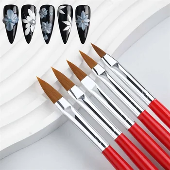 5 шт./компл. Черно-красная акриловая кисточка для ногтей, рисунок, резьба, УФ-светодиодный гель-лак, ручка для дизайна ногтей, инструменты для маникюра DIY