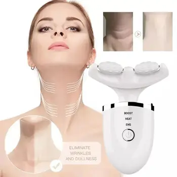 Устройство Для красоты шеи и лица Электрический Массажер для красоты шеи Micro USB Light Roller Charging EMS Current Massage Color Face H5F0