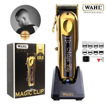 Оригинальный WahI 5 Star 8148 gold Magic Clip Gold Limited Edition Профессиональная шнурная/аккумуляторная машинка для стрижки волос с зарядной базой
