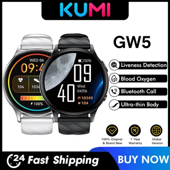 Мировая премьера Смарт-часов KUMI GW5 1.39 ”NFC Bluetooth 5.2 100 + Спортивный Пульсометр Артериального Давления Кислородный Монитор Водонепроницаемый IP68