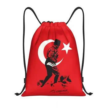 Турция, Мустафа Кемаль Ататюрк, рюкзак на шнурке, сумки для мужчин и женщин, легкий спортивный рюкзак с турецким флагом, сумки для йоги