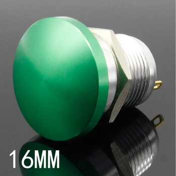 16-миллиметровый металлический грибовидный кнопочный переключатель с самоустанавливающейся головкой часто открывает зеленую ножку винта с током 5A