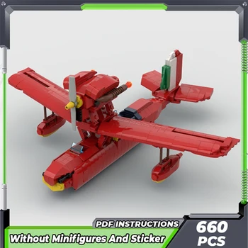 Строительные кирпичи Moc, модель военного истребителя, технология красной летающей лодки, модульные блоки, подарки, игрушки для детей, наборы для сборки своими руками