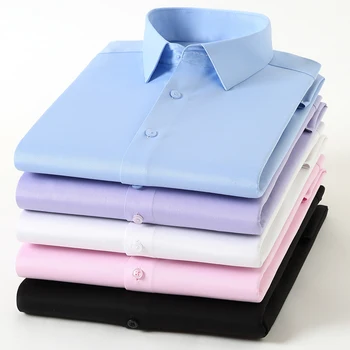 Новые эластичные мужские рубашки с защитой от морщин, с длинным рукавом для мужчин, приталенные рубашки в деловом стиле, блузка, белая социальная рубашка S-8XL