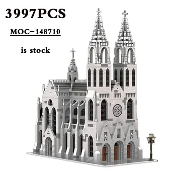 Строительные Блоки MOC-148170 средневековый готический Собор Модель здания Украшения Собранные Игрушки своими руками Подарки на День рождения для взрослых