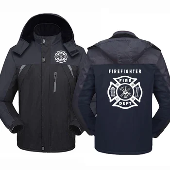 Мода печати команды пожарных-спасателей 2023 Новый мужской зимний утепленный хлопчатобумажный Альпинистский костюм Ветровка Толстовки Пальто