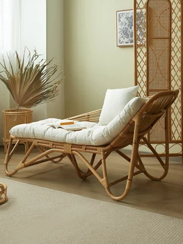 Кресло с откидной спинкой, натуральный индонезийский агатовый ротанг, удобное и расслабляющее кресло из ротанга на балконе, простая небольшая квартира