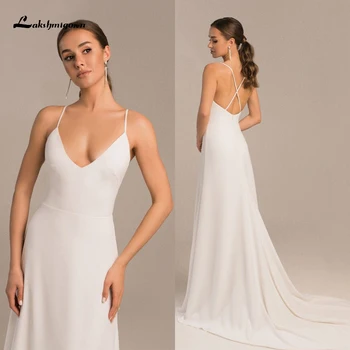 Сексуальное свадебное платье-русалка на бретельках с V-образным вырезом и открытой спиной, Шифоновое свадебное платье 2022 года, vestidos длиной до пола с высокой талией